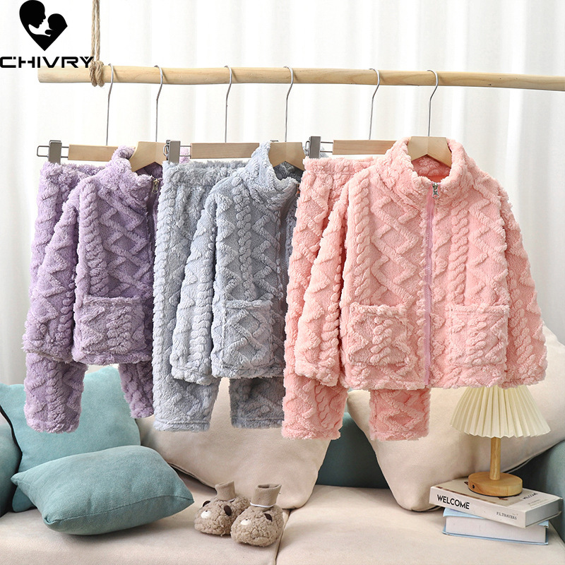 Baby Clothing Zipper - ชุดเสื้อผ้าเด็กแบบใหม่ชุดนอนผ้าสักหลาดอุ่นหนาแบบซิปคอตั้งพื้นชุดนอนเด็กหญิงเด็กชายสำหรับเด็กชุดนอนทารกฤดูหนาว