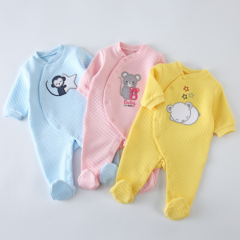 Baby Clothing Outlet - ชุดรอมเปอร์เด็กทารก ผ้าฝ้าย แขนยาว แบบ unisex ชุดนอนเด็กแรกเกิด