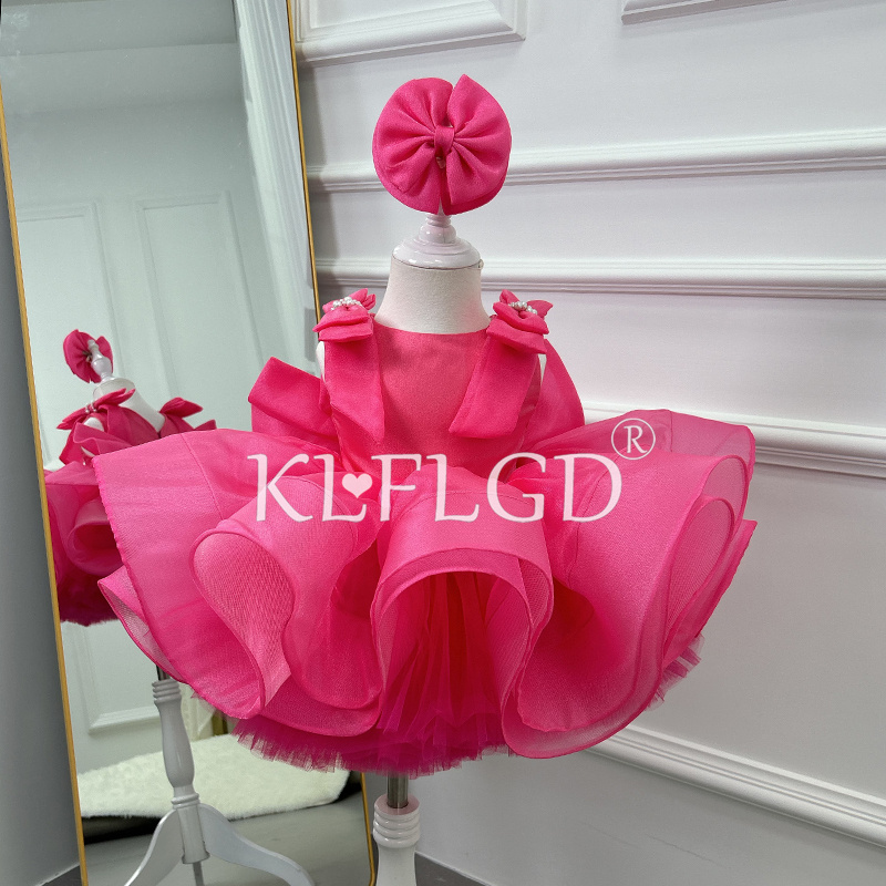 Baby Clothing Dresser - ชุดเดรสเด็กหญิงวัยหัดเดิน KLFLGD สำหรับงานประกวด พร้อมโบว์ใหญ่ ลายหัวใจ ผ้าทูลล์
