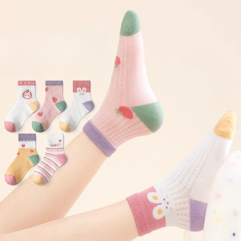 Baby Clothing Patterns Free - ถุงเท้าเด็ก 5 คู่/ล็อตฤดูใบไม้ผลิฤดูร้อนผ้าฝ้ายถุงเท้าเด็กผู้หญิงน่ารักลายการ์ตูนสำหรับเด็กทารกสาวน้อยเสื้อผ้าอุปกรณ์เสริม