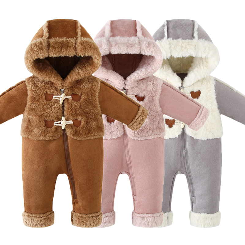 Baby Clothing Zipper - ชุดจั๊มสูทเด็กแรกเกิด ฤดูใบไม้ร่วง ฤดูหนาว ชุดรอมเปอร์เด็กมีฮู้ด ชุดกันหนาวเด็กชาย ชุดกันหนาวเด็กหญิง
