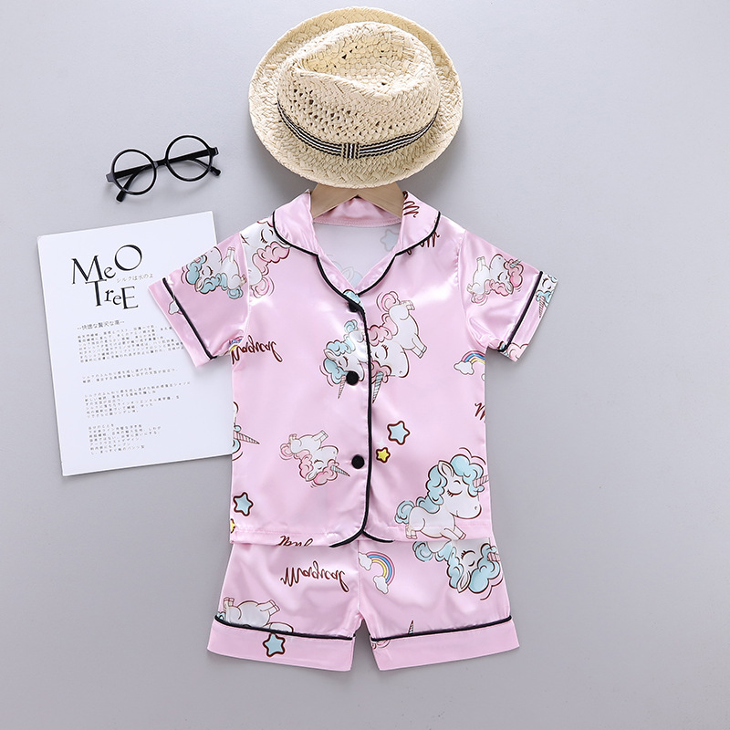 Baby Clothing Patterns Free - ยูนิคอร์นเด็กทารกชุดนอนเสื้อผ้าชุดฤดูร้อนใหม่การ์ตูนรูปแบบเสื้อยืด + กางเกง 2 ชิ้นชุดสําหรับ 1-5Y