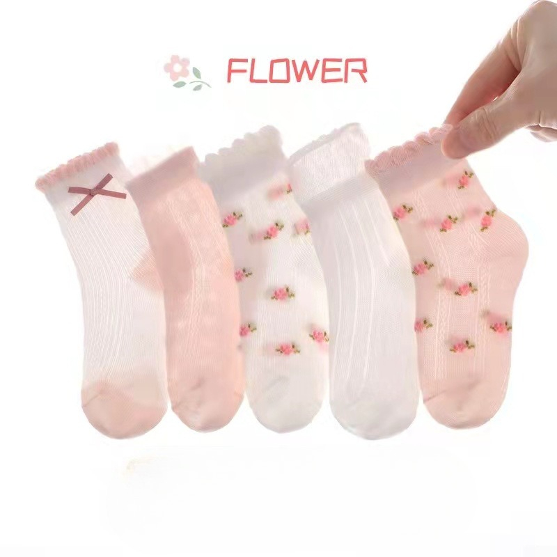 Baby Clothing Patterns Free - ถุงเท้าเด็กผู้หญิงน่ารักลายดอกไม้ถุงเท้าเด็ก 5 คู่/ล็อตฤดูใบไม้ผลิฤดูร้อนผ้าฝ้ายสำหรับเด็กทารกสาวน้อยเสื้อผ้าอุปกรณ์เสริม