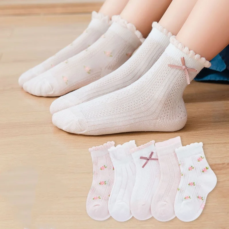 Baby Clothing Patterns Free - ถุงเท้าเด็ก 5 คู่/ล็อตฤดูใบไม้ผลิฤดูร้อนผ้าฝ้ายถุงเท้าเด็กผู้หญิงน่ารักลายดอกไม้สำหรับเด็กทารกสาวน้อยเสื้อผ้าอุปกรณ์เสริม
