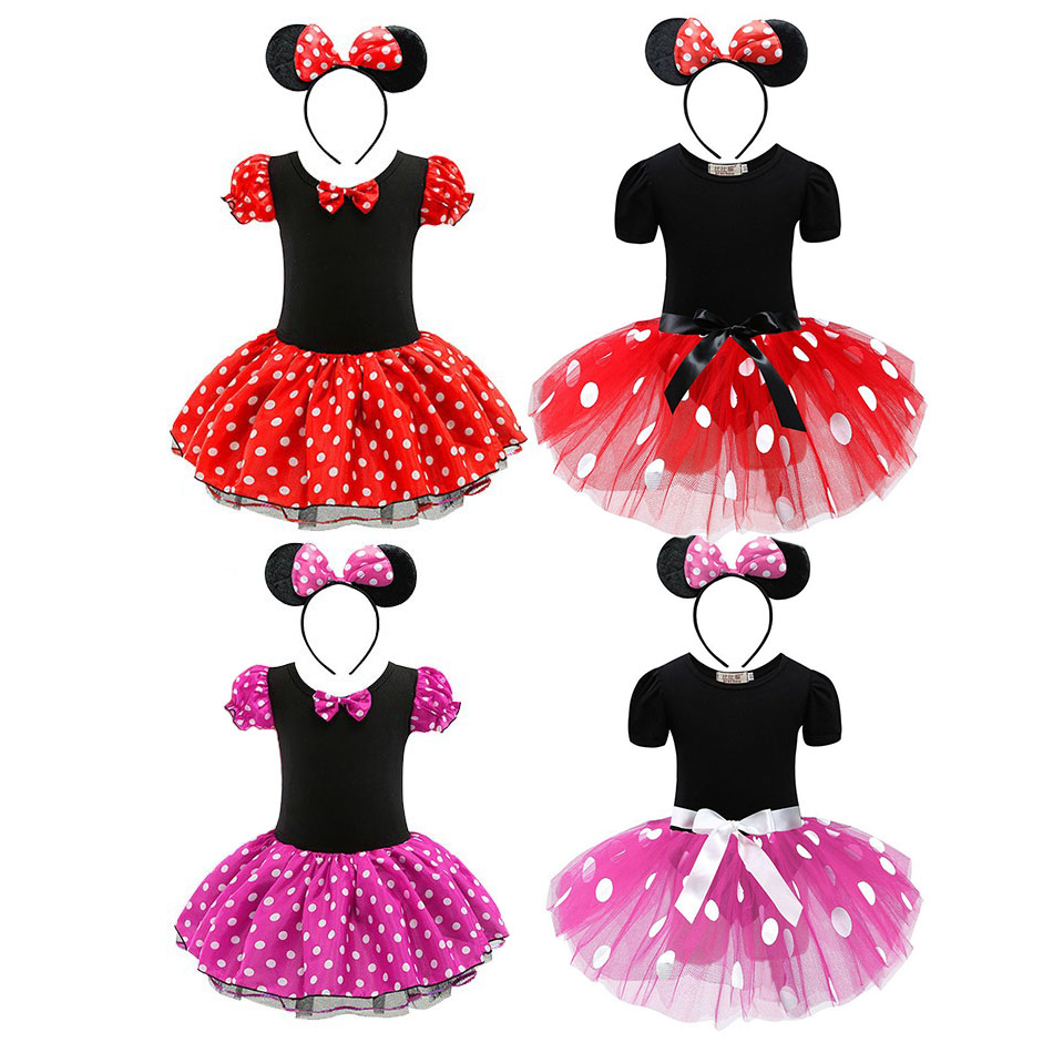 Baby Xmas Clothing - ชุดเดรสบัลเล่ต์สำหรับเด็กผู้หญิงชุดเดรสการ์ตูนหนูลายจุดติดโบว์สำหรับเด็กชุดปาร์ตี้คริสต์มาสวันเกิด