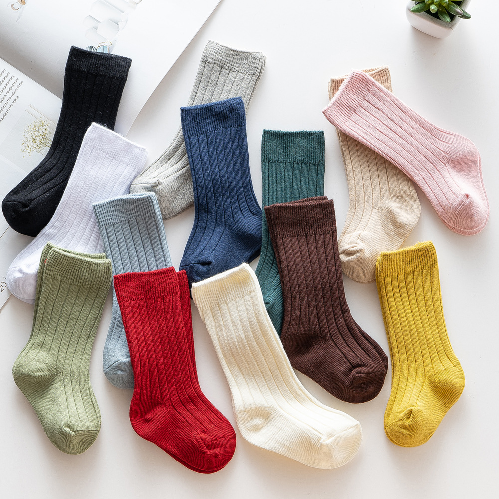 Baby Clothing Outlet - 2025 ใหม่สเปนสไตล์เข็มคู่ลายเข่าสูงยาว 13 สีหลวมถุงเท้าเด็กทารกทารกแรกเกิดเสื้อผ้าราคาถูก
