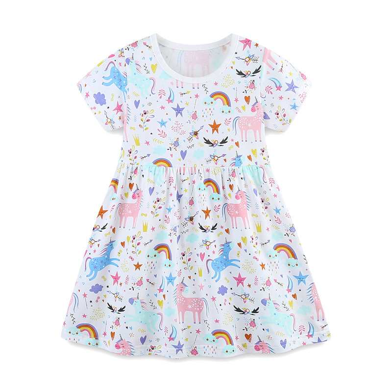 Baby Clothing Patterns Free - 2-7T จัมป์ปิ้งเมเตอร์เรนโบว์ชุดเดรสเจ้าหญิงแขนสั้นสำหรับเด็กฤดูร้อนชุดปาร์ตี้สำหรับเด็กเสื้อผ้าเด็กชุดเดรสเด็กวัยหัดเดิน