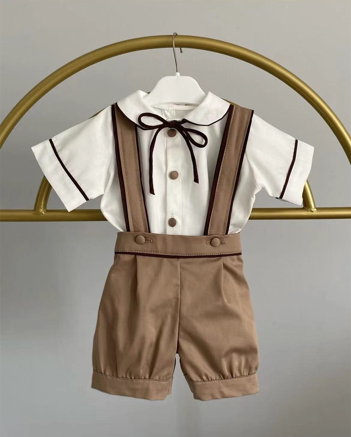 Baby Xmas Clothing - ชุดสูทเด็กผู้ชายวินเทจสีกากีสำหรับฤดูใบไม้ผลิและฤดูร้อน อายุ 0-6 ปี เหมาะสำหรับคริสต์มาส อีด