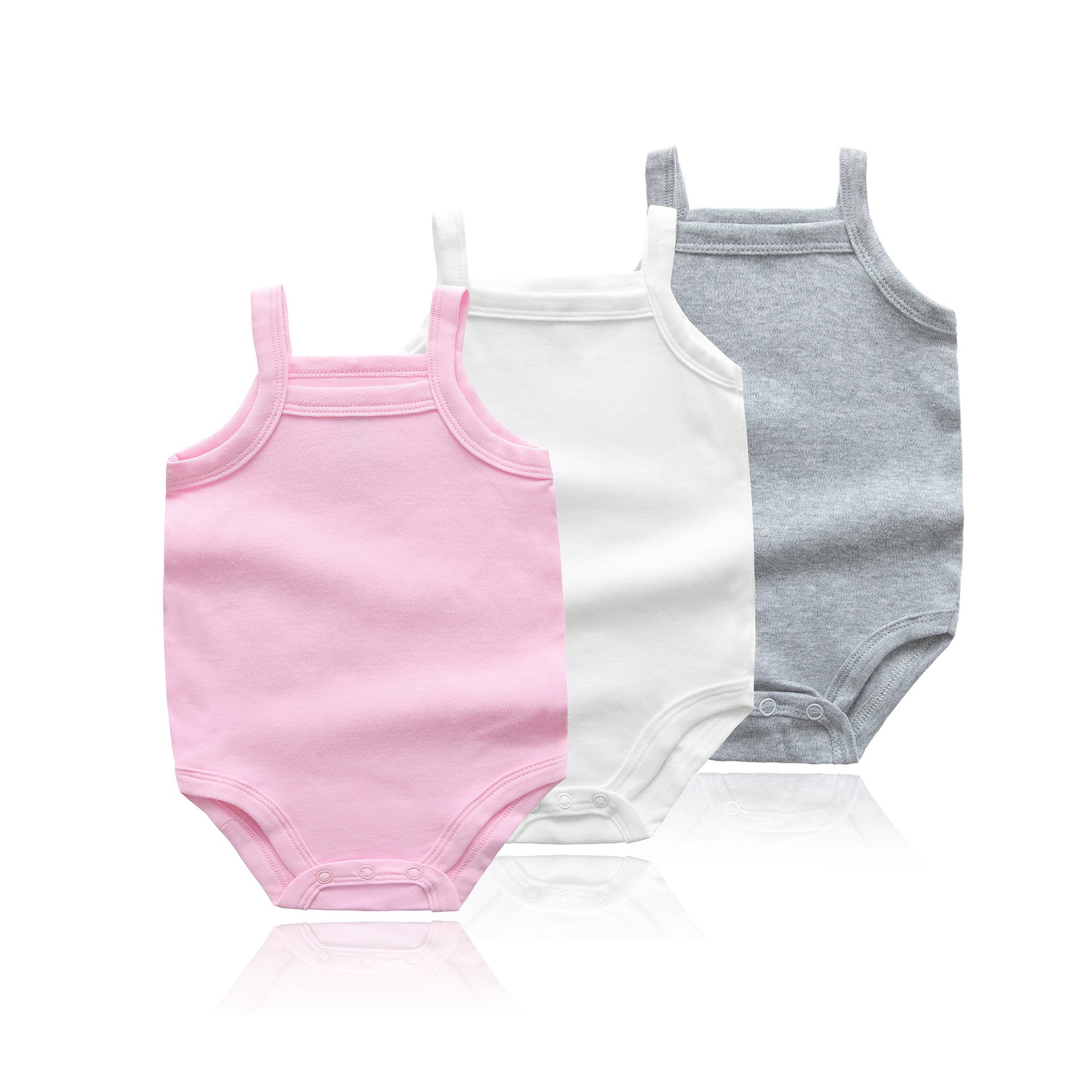 Baby Clothing Outlet - ฤดูร้อน 0-48M เสื้อผ้าเด็กผู้หญิงผ้าฝ้ายเสื้อกั๊กชุดเด็กทารกสีทึบนุ่มและสบายชุดบอดี้สูททารกแรกเกิด