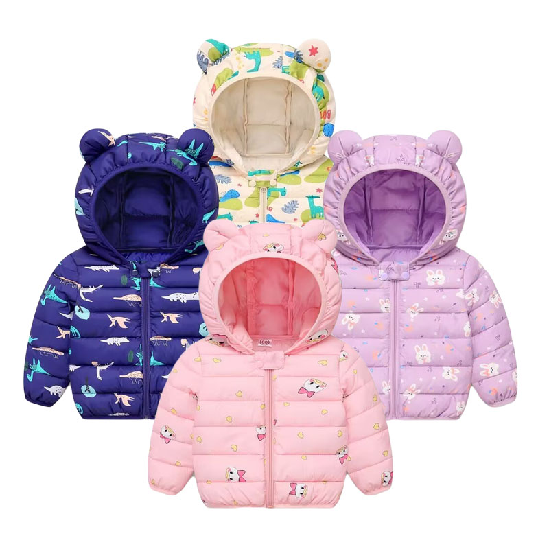 Baby Clothing Zipper - เด็กฝ้ายเสื้อเด็กการ์ตูนลงเสื้อแจ็คเก็ตเด็กHoodedเสื้อผ้าหญิงฤดูหนาวที่อบอุ่นเสื้อผ้าเด็กวัยหัดเดินเด็กOuterwear 0-5Y