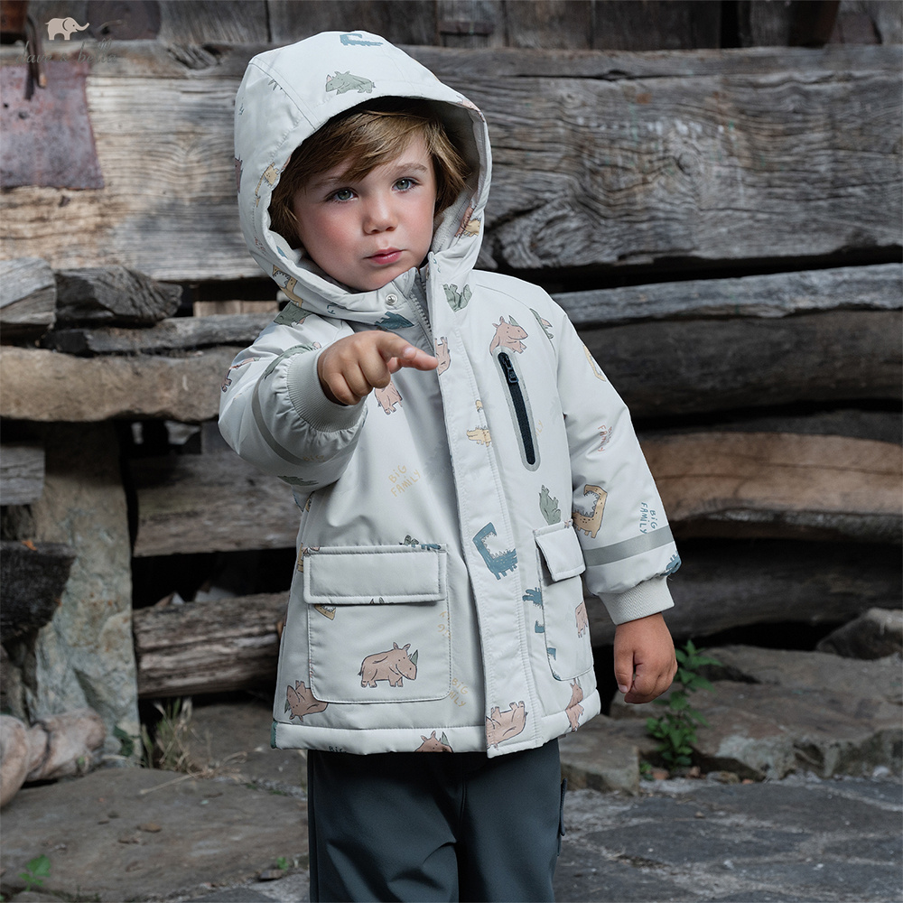 Baby Clothing Zipper - เดฟ เบลล่า บอยส์ เวลเวทโค้ทฤดูใบไม้ร่วงฤดูหนาวเด็กทารกหนาเสื้อแจ็คเก็ตให้ความอบอุ่นกันลมมีฮู้ดเสื้อผ้าเด็ก DB4254867